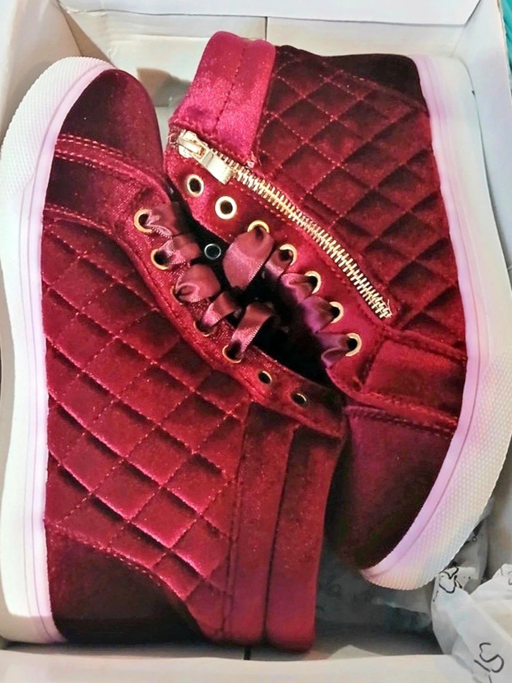 Quilted High Top Sneakers in Red Like New